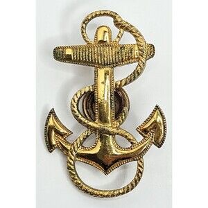 US Navy Fouled Anchor Brooch Pin Marines Signed Vanguard NY 1.75"